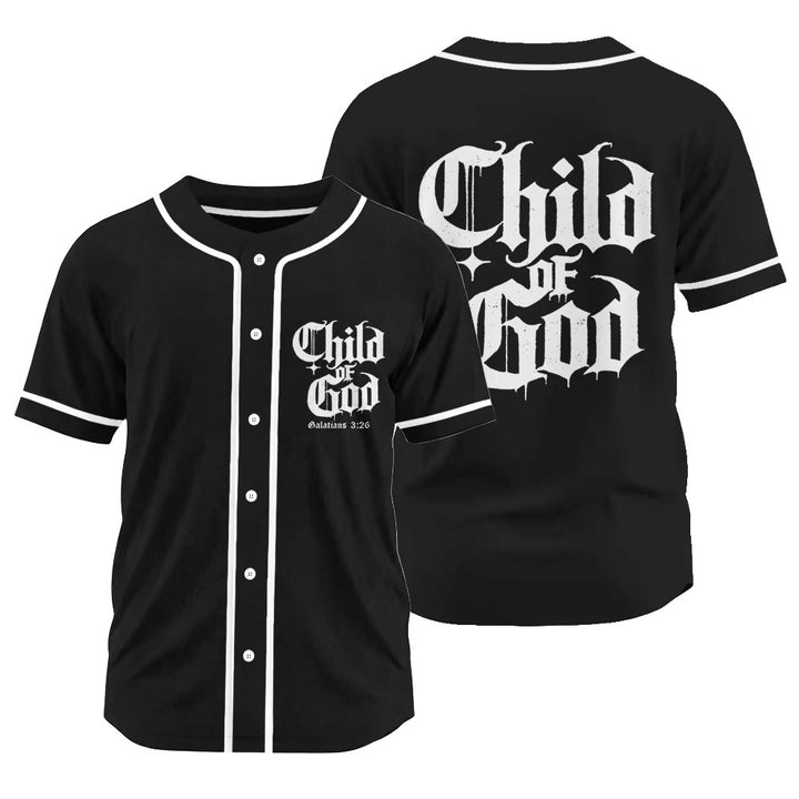 Christianartworkshop Galatians 3:26 Child of God Faith Statement Unisex Baseball Jersey - Black - 3XL - image 8