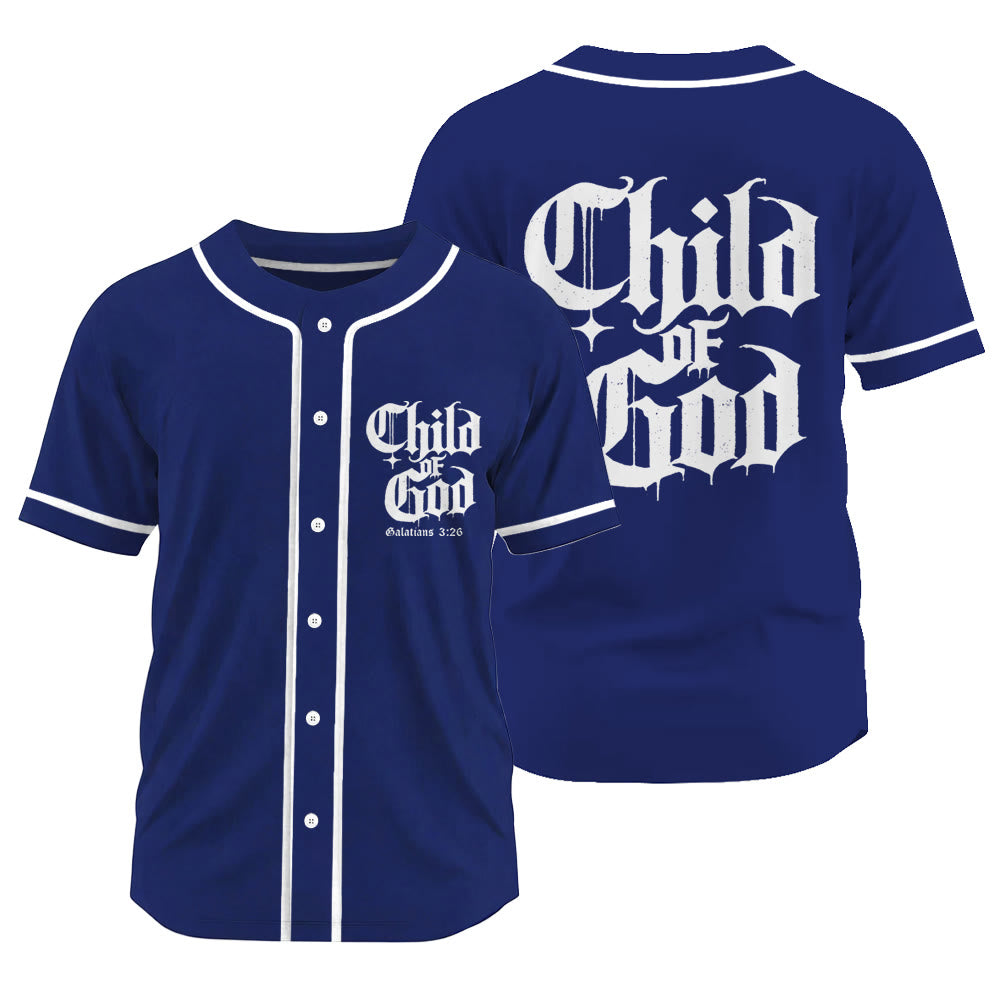Christianartworkshop Galatians 3:26 Child of God Faith Statement Unisex Baseball Jersey - Navy Blue - 3XL - image 14