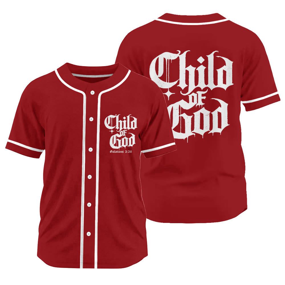 Christianartworkshop Galatians 3:26 Child of God Faith Statement Unisex Baseball Jersey - Red - 3XL - image 17