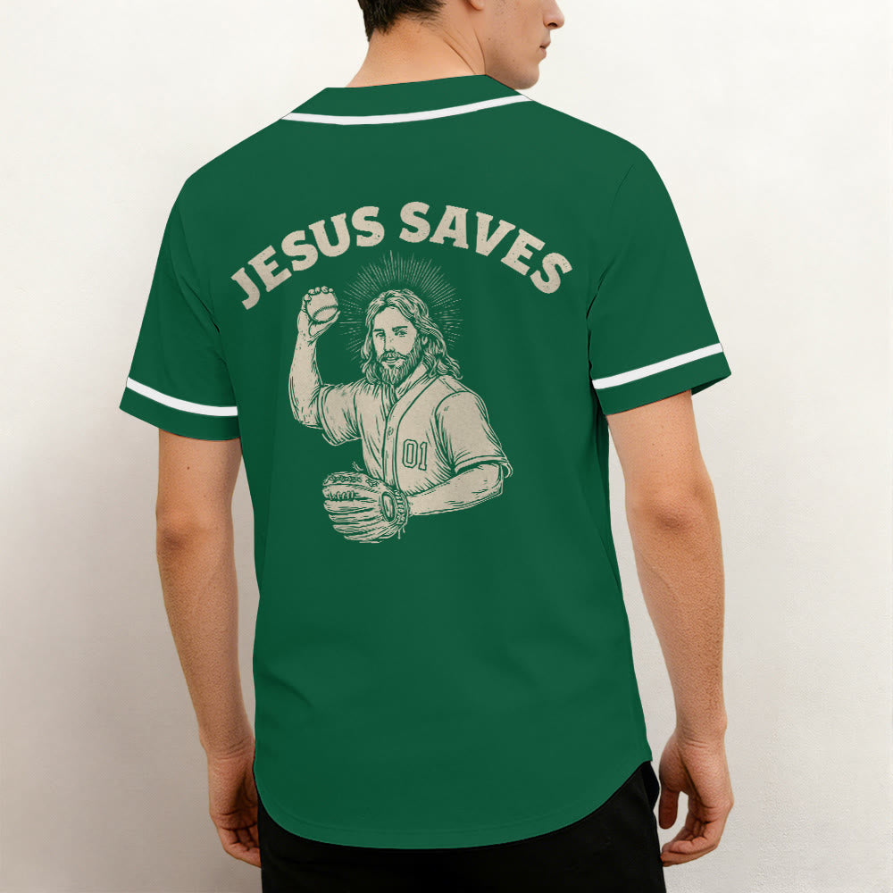 Christianartworkshop Baseball Faith Jesus Saves Unisex Baseball Jersey - image 2