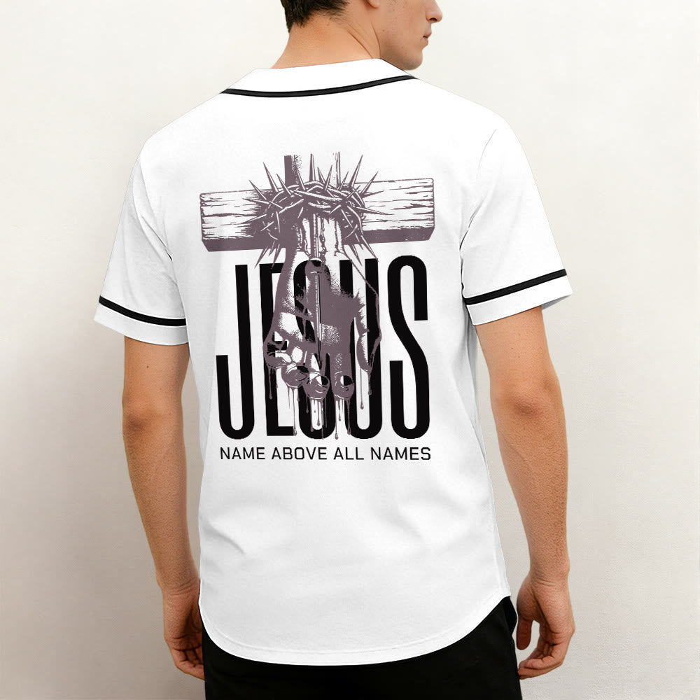 Christianartworkshop Jesus Name Above All Names Faith Statement Unisex Baseball Jersey - image 2