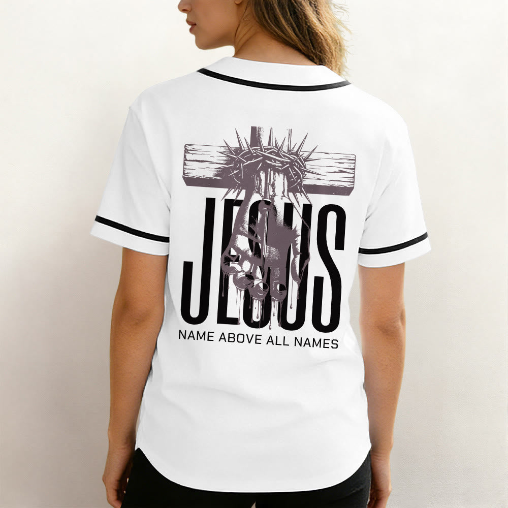 Christianartworkshop Jesus Name Above All Names Faith Statement Unisex Baseball Jersey - image 4