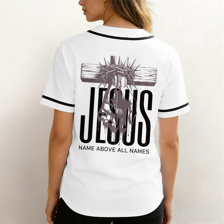Christianartworkshop Jesus Name Above All Names Faith Statement Unisex Baseball Jersey - image 4