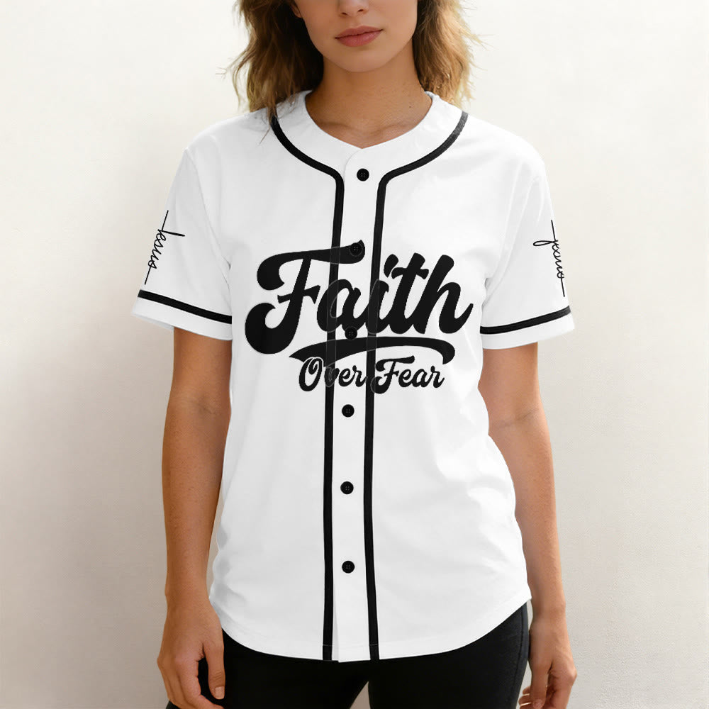 Christianartworkshop Inspirational Faith Over Fear Identity Proclamation Custom Baseball Jersey - image 3