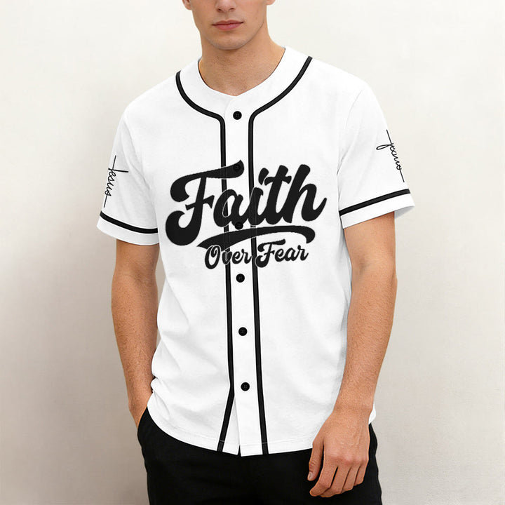 Christianartworkshop Inspirational Faith Over Fear Identity Proclamation Custom Baseball Jersey - image 1