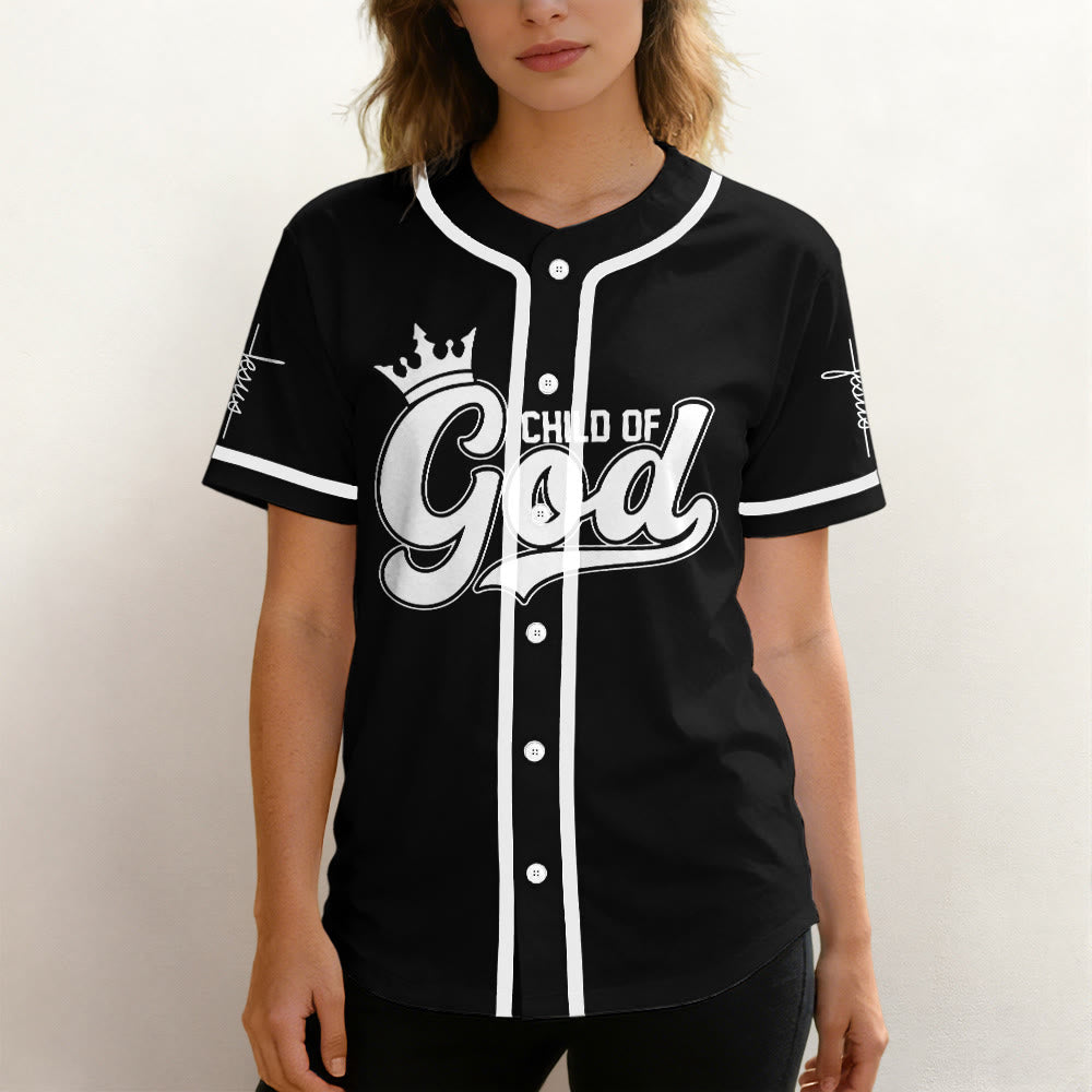 Christianartworkshop Retro Script Child of God Crown Custom Baseball Jersey - image 3