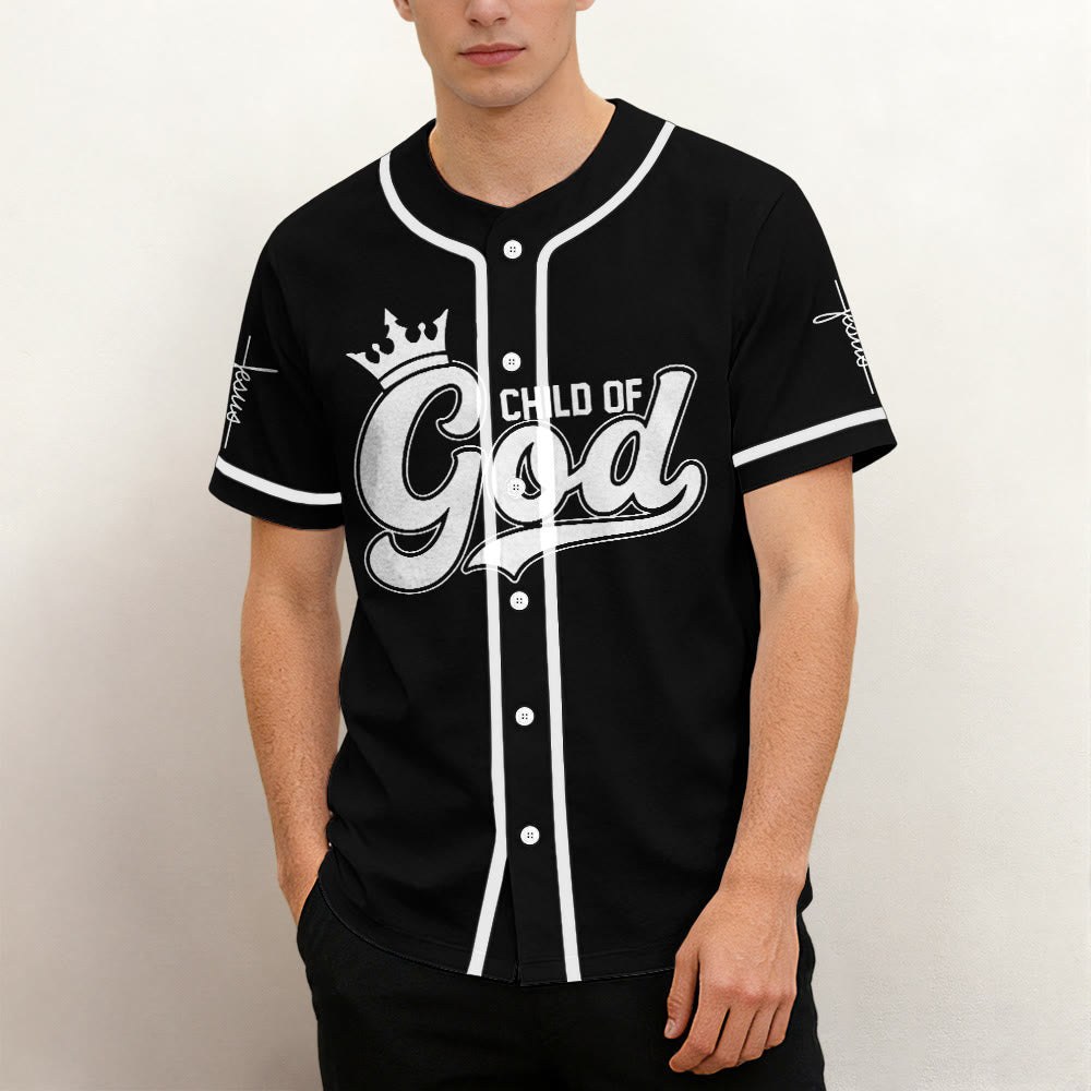 Christianartworkshop Retro Script Child of God Crown Custom Baseball Jersey - image 1