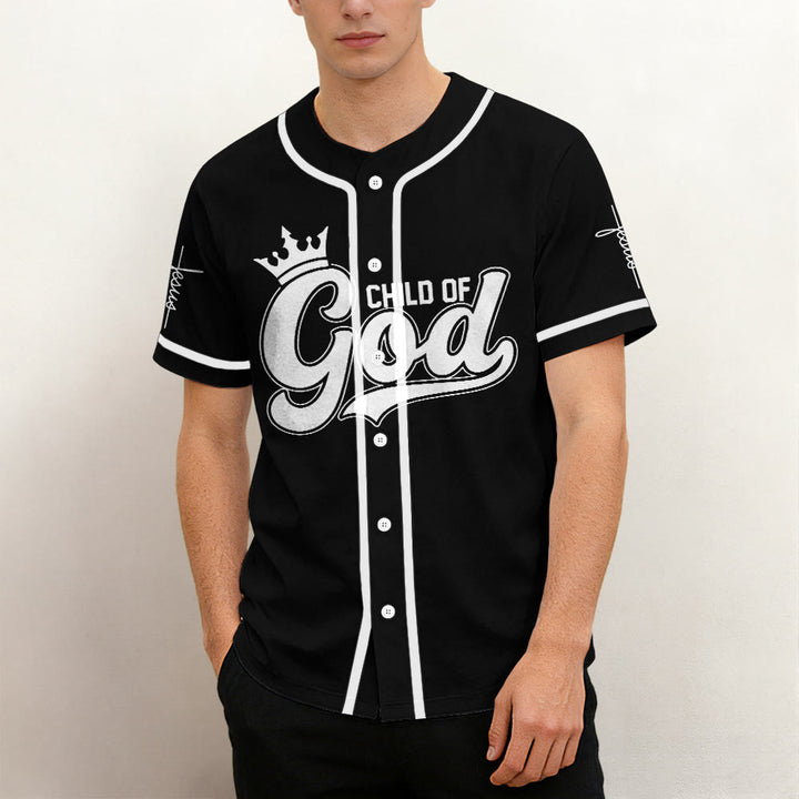 Christianartworkshop Retro Script Child of God Crown Custom Baseball Jersey - image 1