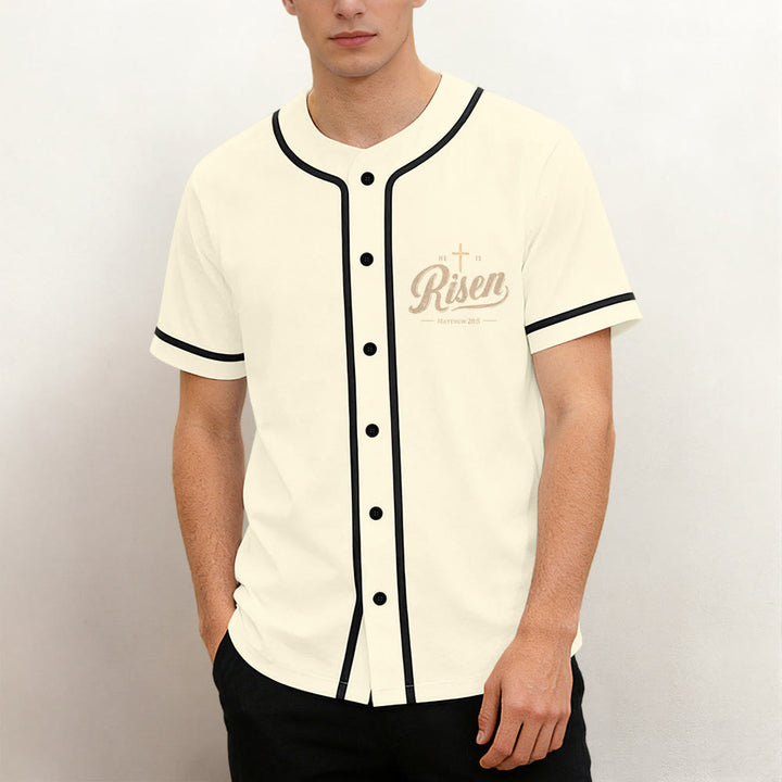 Christianartworkshop He Is Risen Resurrection Cross Baseball Jersey - image 2