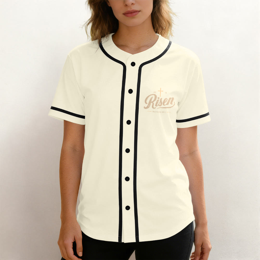 Christianartworkshop He Is Risen Resurrection Cross Baseball Jersey - image 4