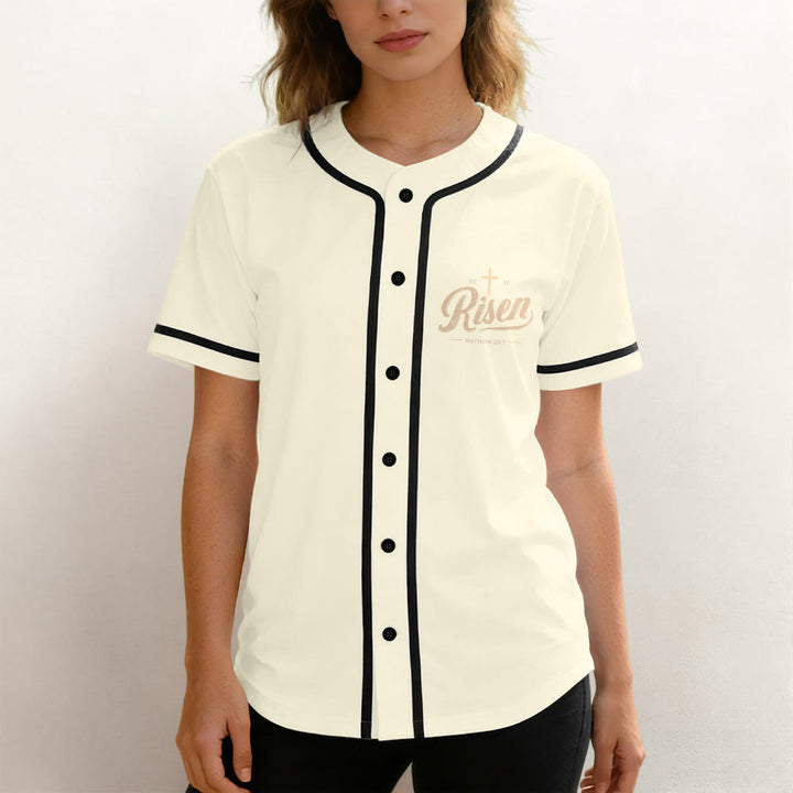 Christianartworkshop He Is Risen Resurrection Cross Baseball Jersey - image 4