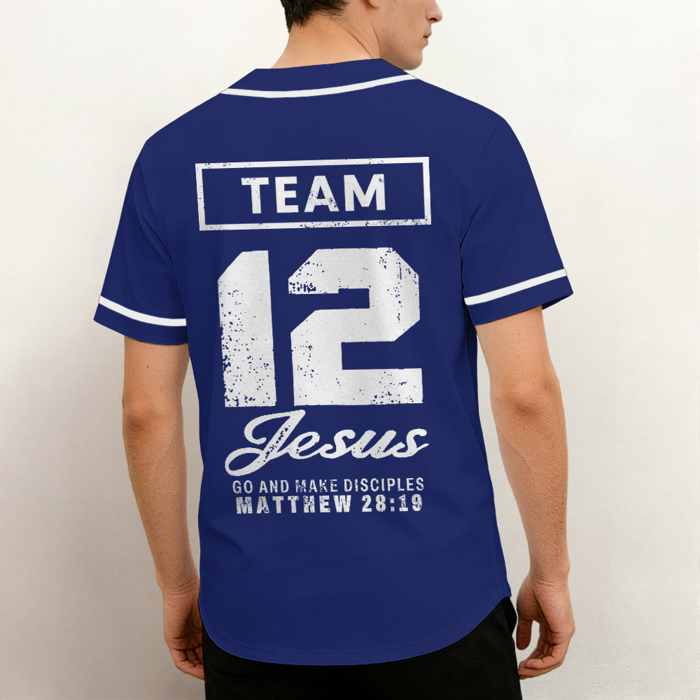 Christianartworkshop Matthew 28:19 Team Jesus Go and Make Disciples Unisex Baseball Jersey - image 2