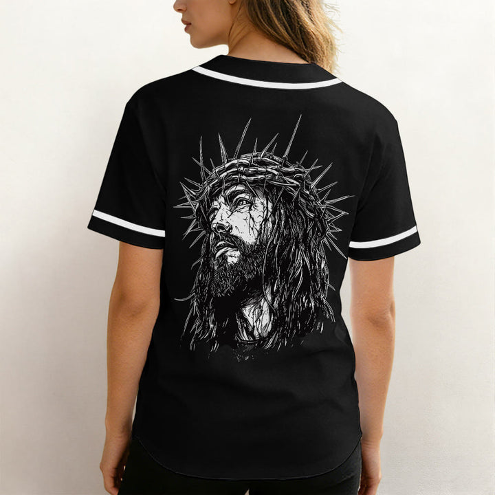 Christianartworkshop Jesus Christ Faith Statement Unisex Baseball Jersey with Crown of Thorns Portrait - image 4