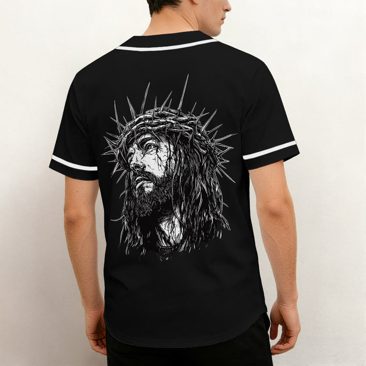 Christianartworkshop Jesus Christ Faith Statement Unisex Baseball Jersey with Crown of Thorns Portrait - image 2