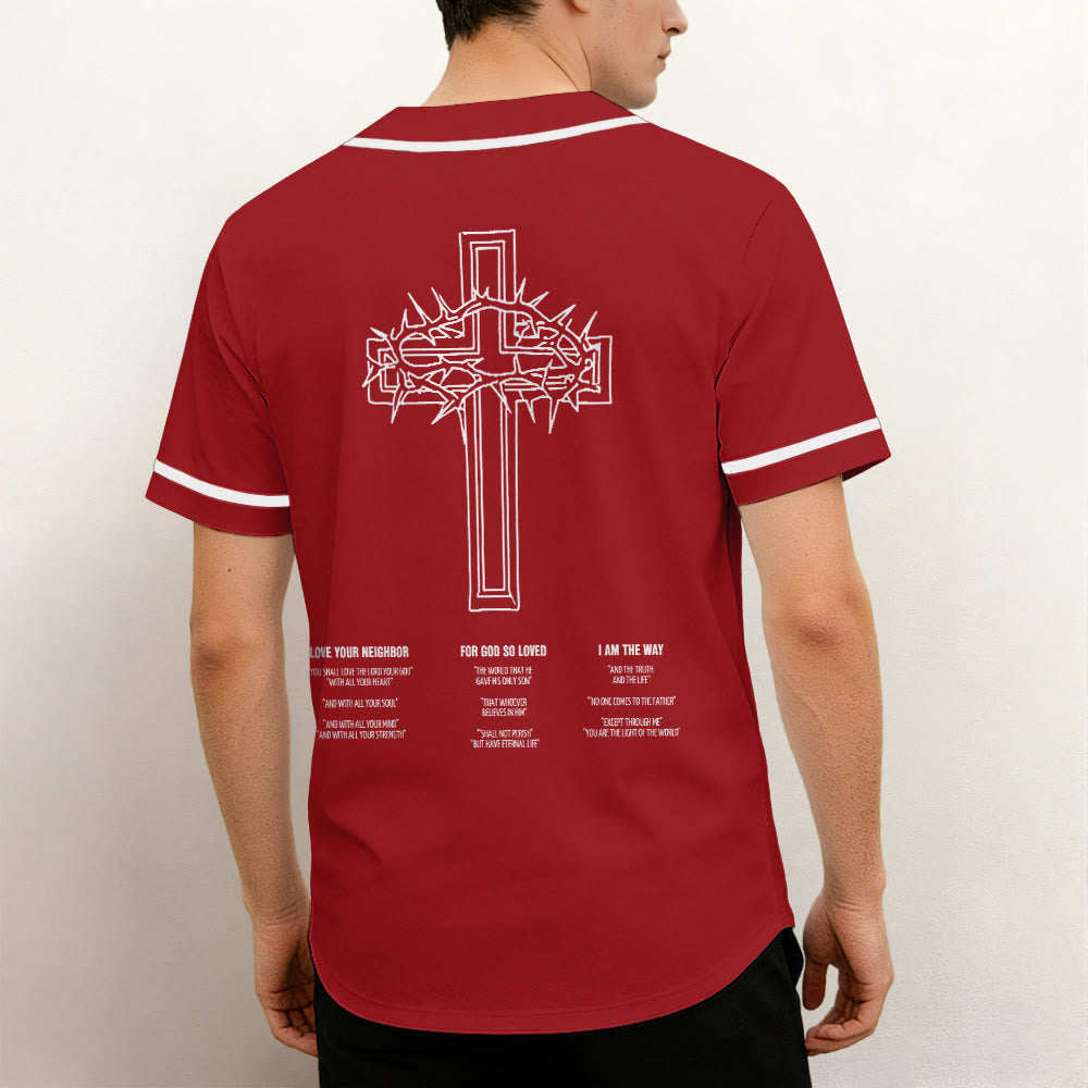 Christianartworkshop Inspirational Team Jesus & Crown of Thorns Unisex Baseball Jersey - image 1