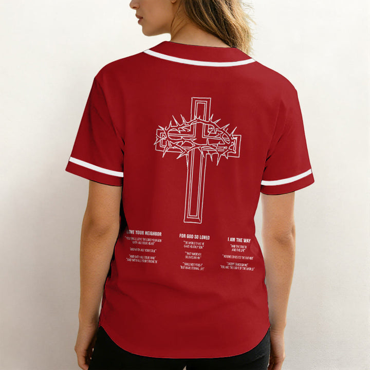 Christianartworkshop Inspirational Team Jesus & Crown of Thorns Unisex Baseball Jersey - image 3