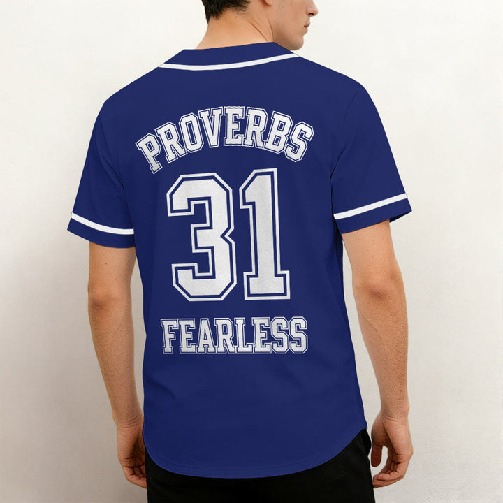 Christianartworkshop Retro Athletic Proverbs 31 Fearless Graphic Unisex Baseball Jersey - image 2