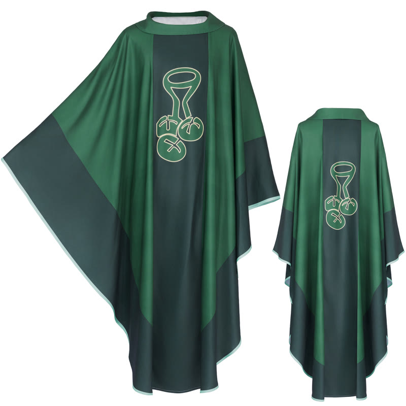 Christianartworkshop Symbolic Multicolored Chasuble with Golden Chalice - Host Elements - Green - XL - image 0