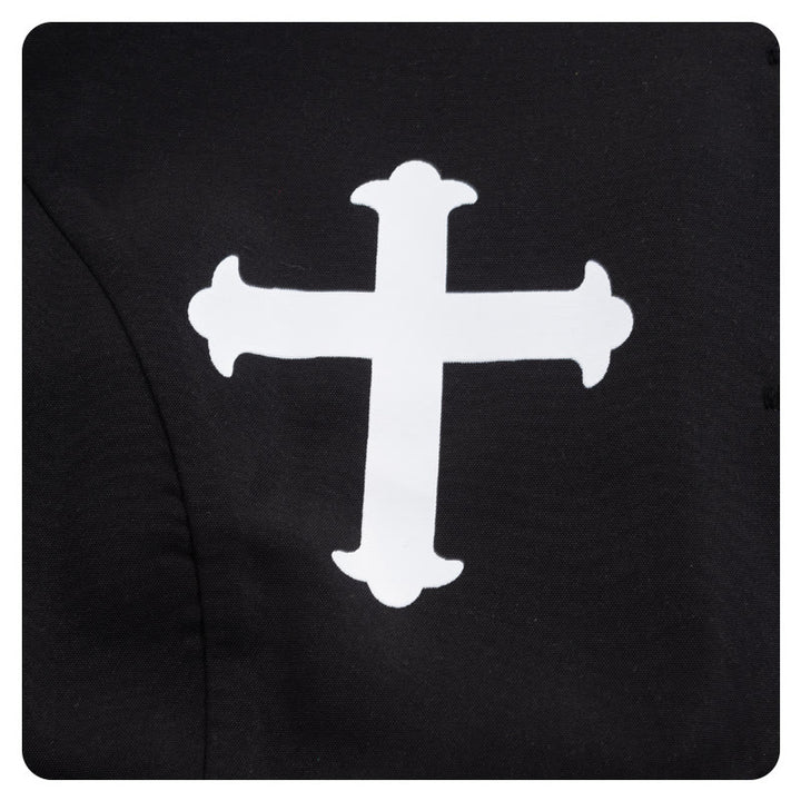 Christianartworkshop Ceremonial Black and White Stand Collar Clergy Robe Cassock with Belt & Cross Motifs - image 9