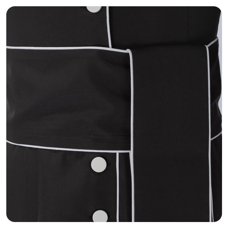 Christianartworkshop Ceremonial Black and White Stand Collar Clergy Robe Cassock with Belt & Cross Motifs - image 8