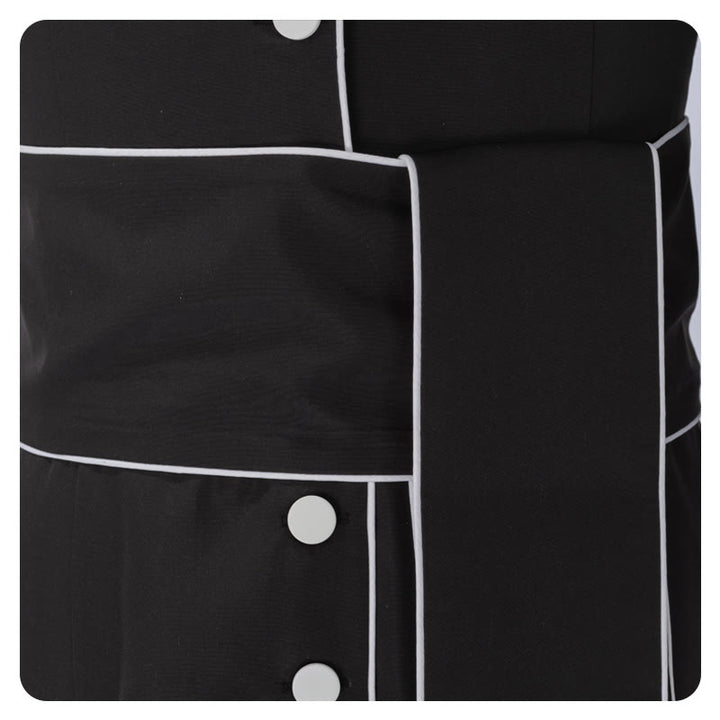 Christianartworkshop Ceremonial Black and White Stand Collar Clergy Robe Cassock with Belt & Cross Motifs - image 8