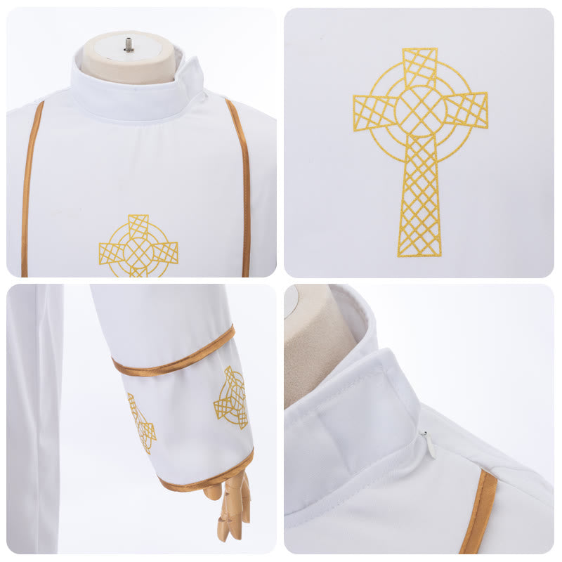 Christianartworkshop Multi-Style White Cassock Clergy Robe: Ideal for Church Worship & Rituals - image 8