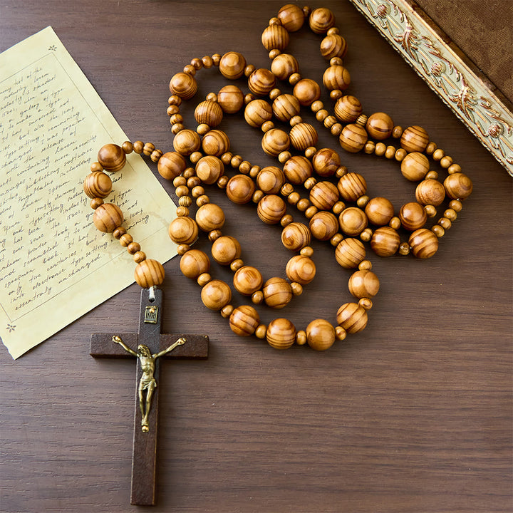 Christianartworkshop Handmade Olive Wood Crucifix Prayer Rosary - image 2