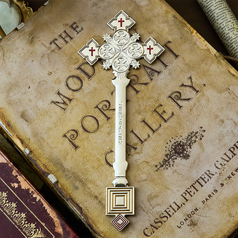 Christianartworkshop Classic Style Jerusalem Cross-Shaped Regal Blessing Hand Cross - Silver - image 0