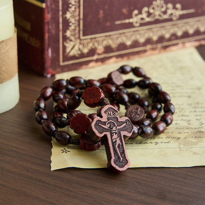 Handcrafted Christian Cross Rosewood Rosary - image 1