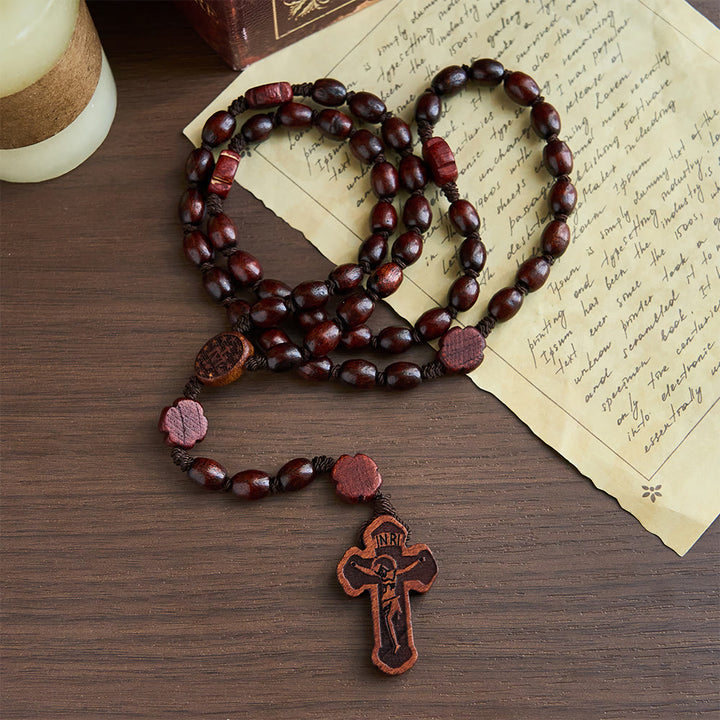 Handcrafted Christian Cross Rosewood Rosary - image 2
