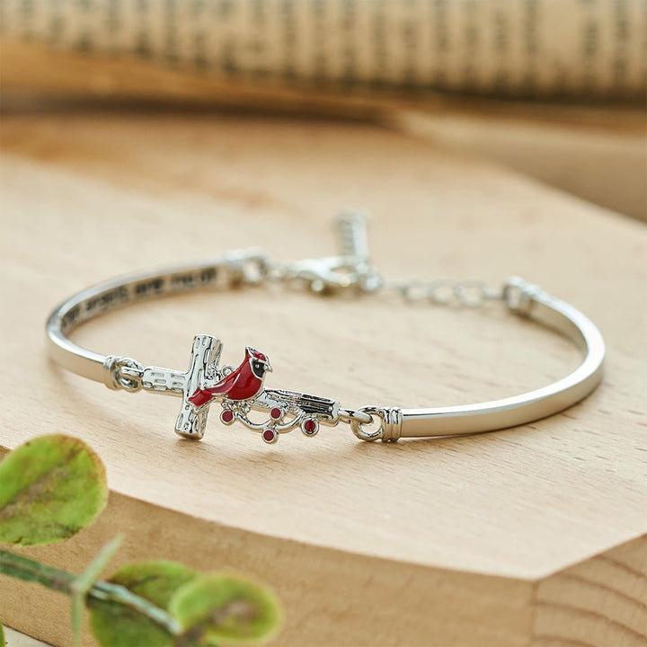 Christianartworkshop Cross Cardinal Adjustable Red Bird Bracelet - Silver - image 0