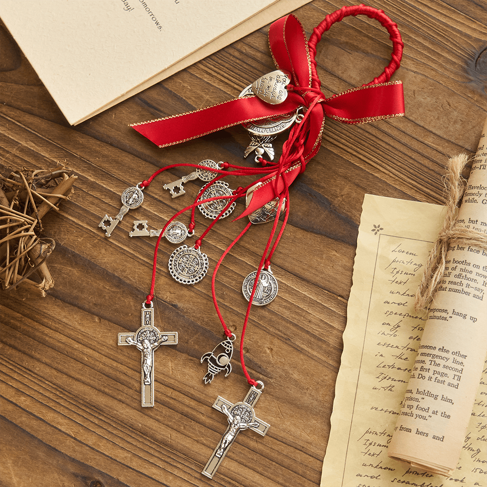 St. Benedict House Blessing Protection Medals Home/Car Hanger - Silver - image 0