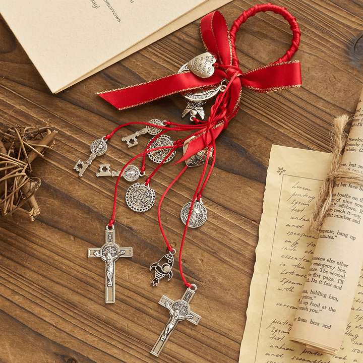 St. Benedict House Blessing Protection Medals Home/Car Hanger - Silver - image 0