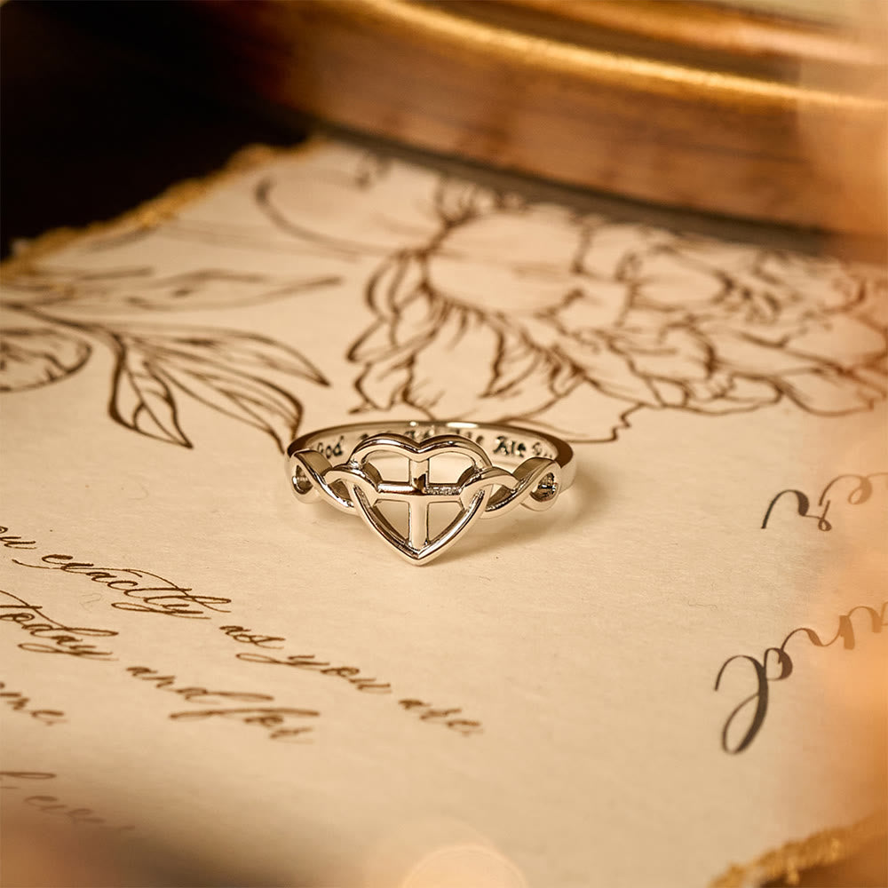 Christianartworkshop Heart Cross Faith - Bonded Ring: With God, All Things Are Possible - image 4