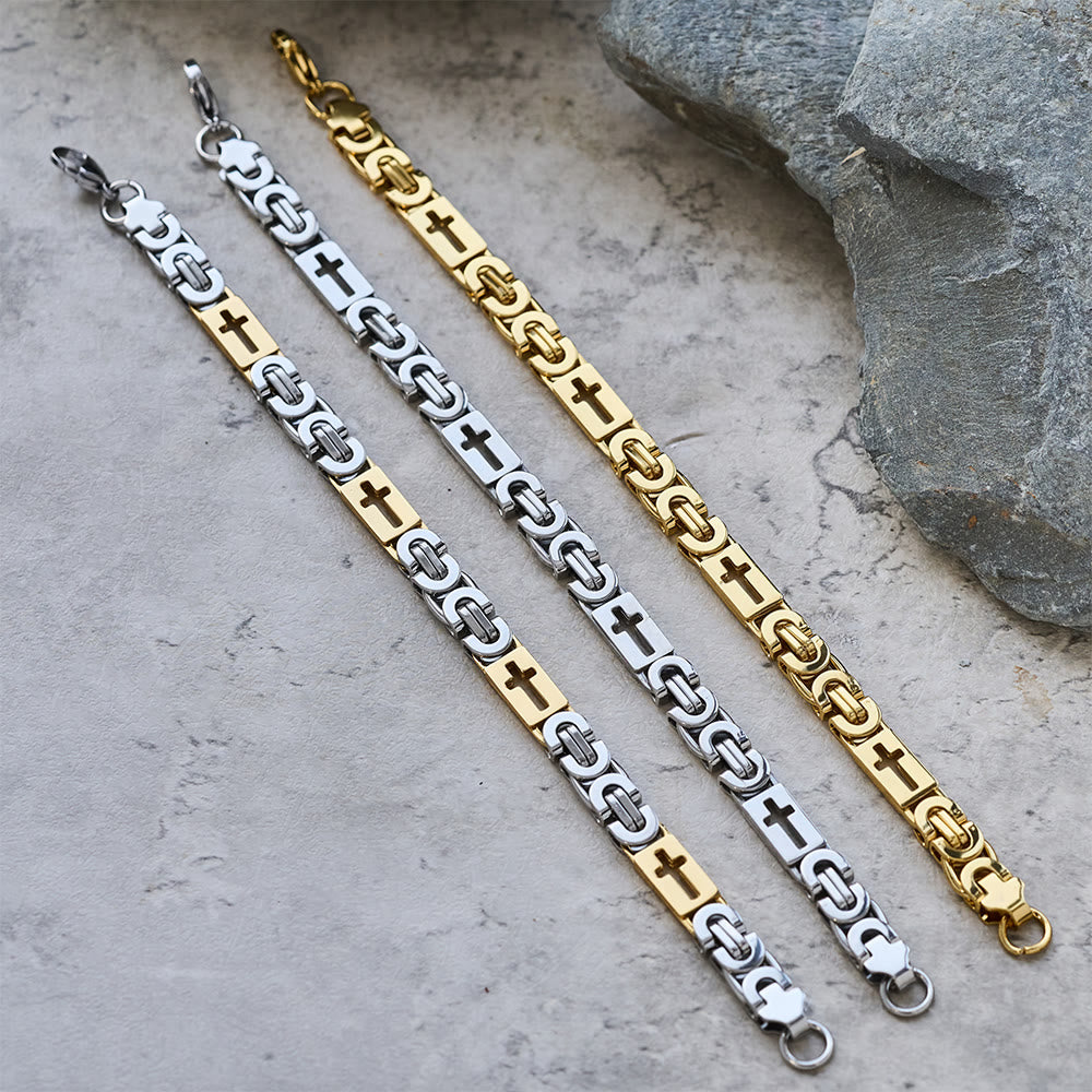 Christianartworkshop Tri - Color Cross - Embedded Chain Necklace & Bracelet: Bold Faith Statement - image 12