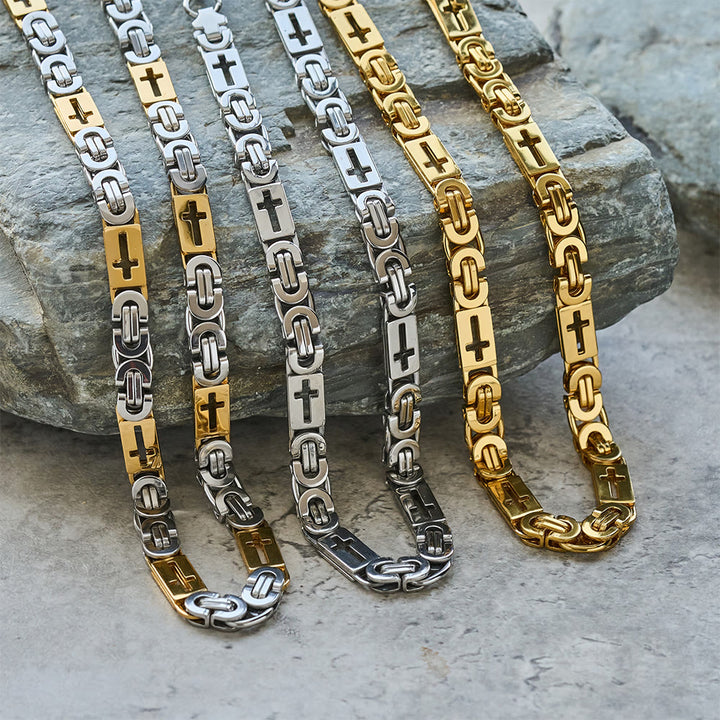 Christianartworkshop Tri - Color Cross - Embedded Chain Necklace & Bracelet: Bold Faith Statement - image 0