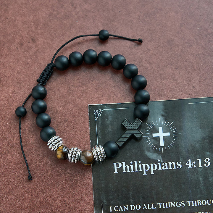 Christianartworkshop Scripture-Card American Flag + Cross Bracelet: Faith & Pride for Daily Wear - Philippians 4:13 - image 0