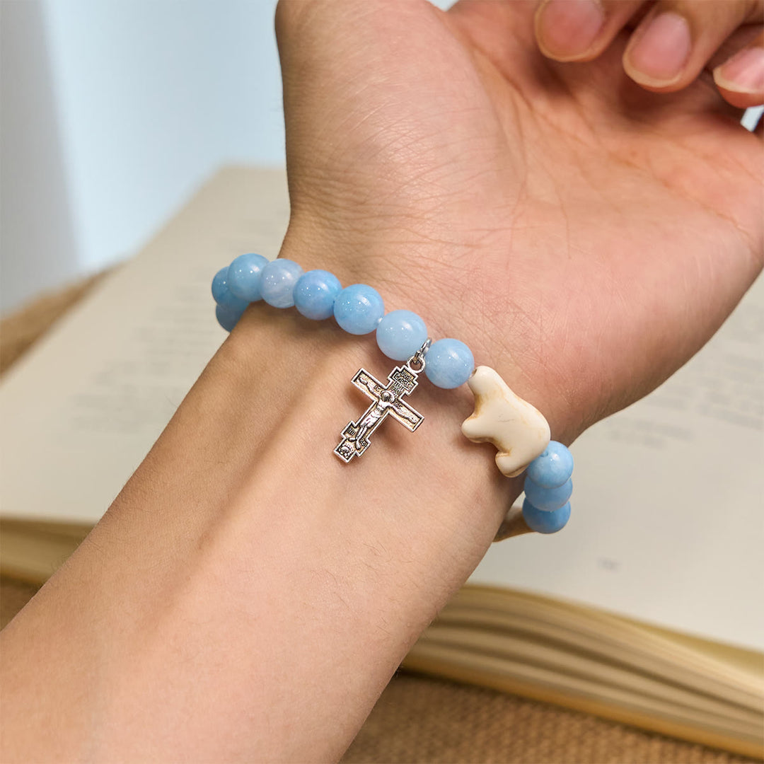 Christianartworkshop Blue Bead Polar Bear Handmade Cross Bracelet: Save Our Polar Bears - image 1