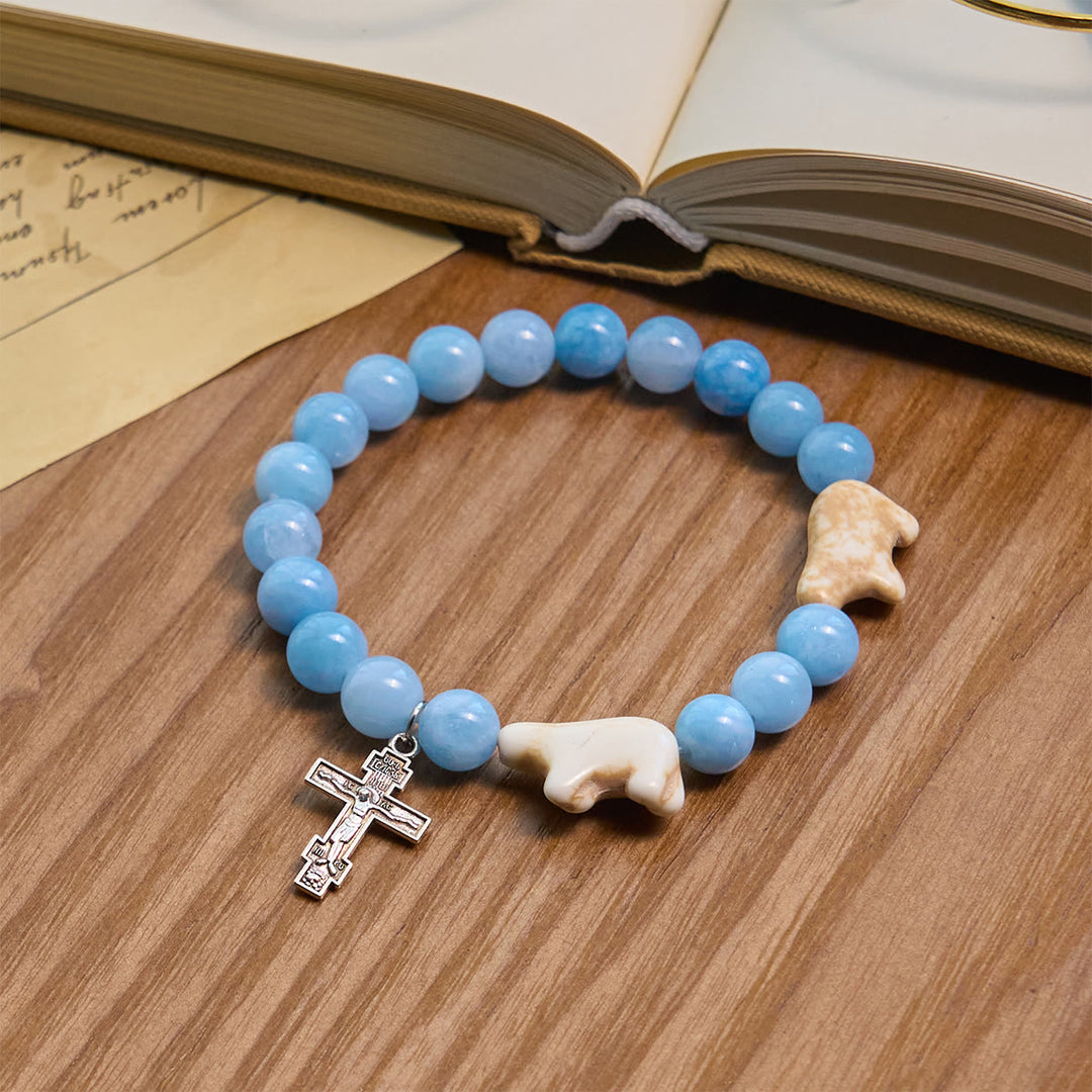 Christianartworkshop Blue Bead Polar Bear Handmade Cross Bracelet: Save Our Polar Bears - image 2