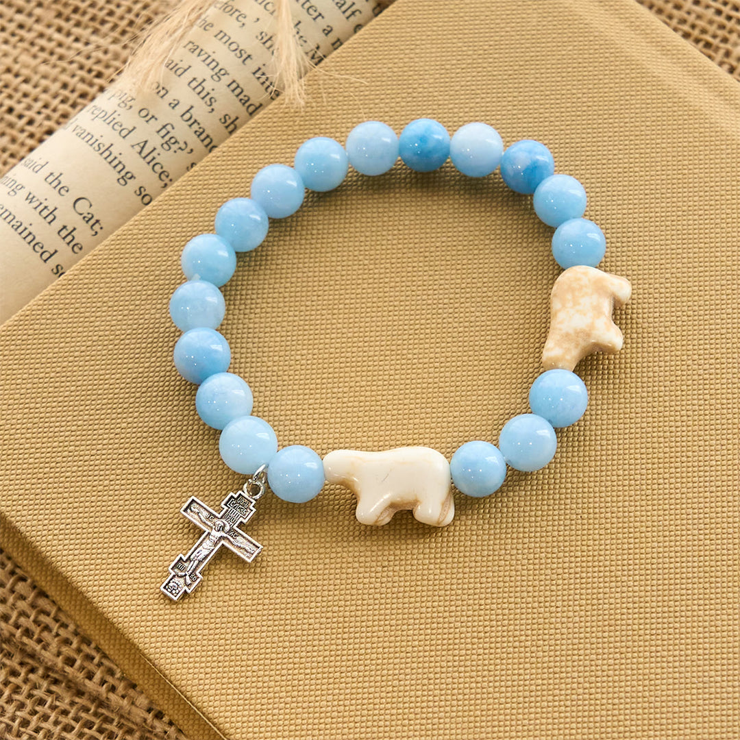 Christianartworkshop Blue Bead Polar Bear Handmade Cross Bracelet: Save Our Polar Bears - image 3