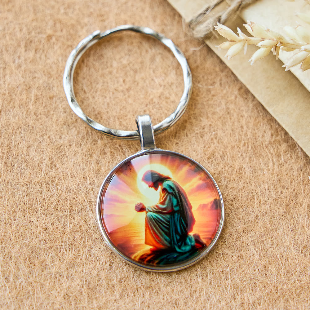 Christianartworkshop Classic Radiant Jesus Prayer Keychain: Timeless Emblem of Faith and Reverence - image 4
