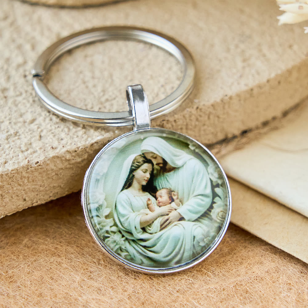 Christianartworkshop Carry the Blessings of the Holy Family Keychain - Holy Family - image 0