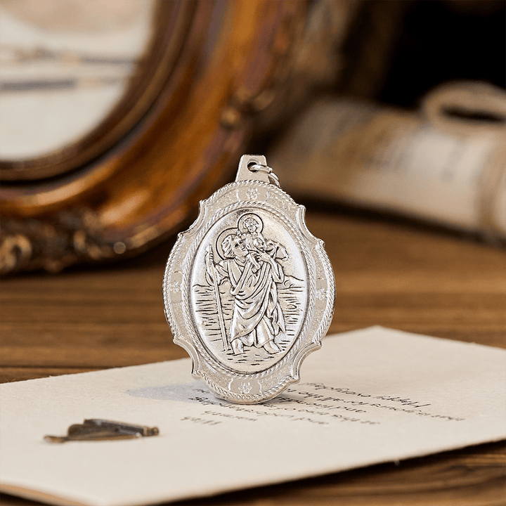 Christianartworkshop Intricately Carved Multicolor St. Christopher Keychain: Based Companion for Safe Travels - image 10