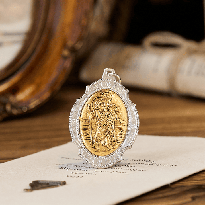 Christianartworkshop Intricately Carved Multicolor St. Christopher Keychain: Based Companion for Safe Travels - image 4