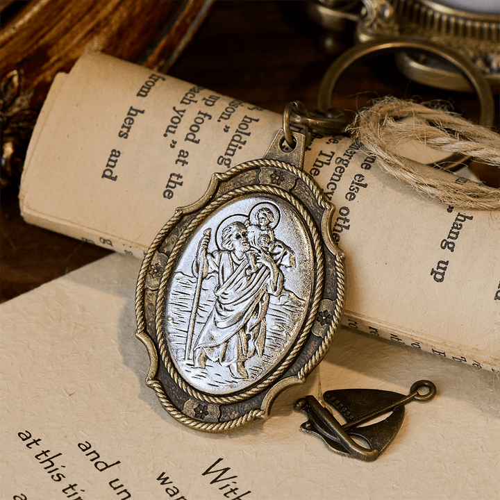 Christianartworkshop Intricately Carved Multicolor St. Christopher Keychain: Based Companion for Safe Travels - C - image 5