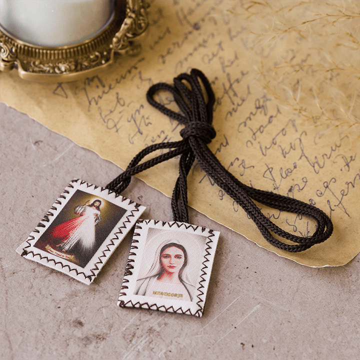 Christianartworkshop Double Sided Sacred Heart and Virgin Mary Scapular: A Dual Devotion to Jesus and Mary - image 2