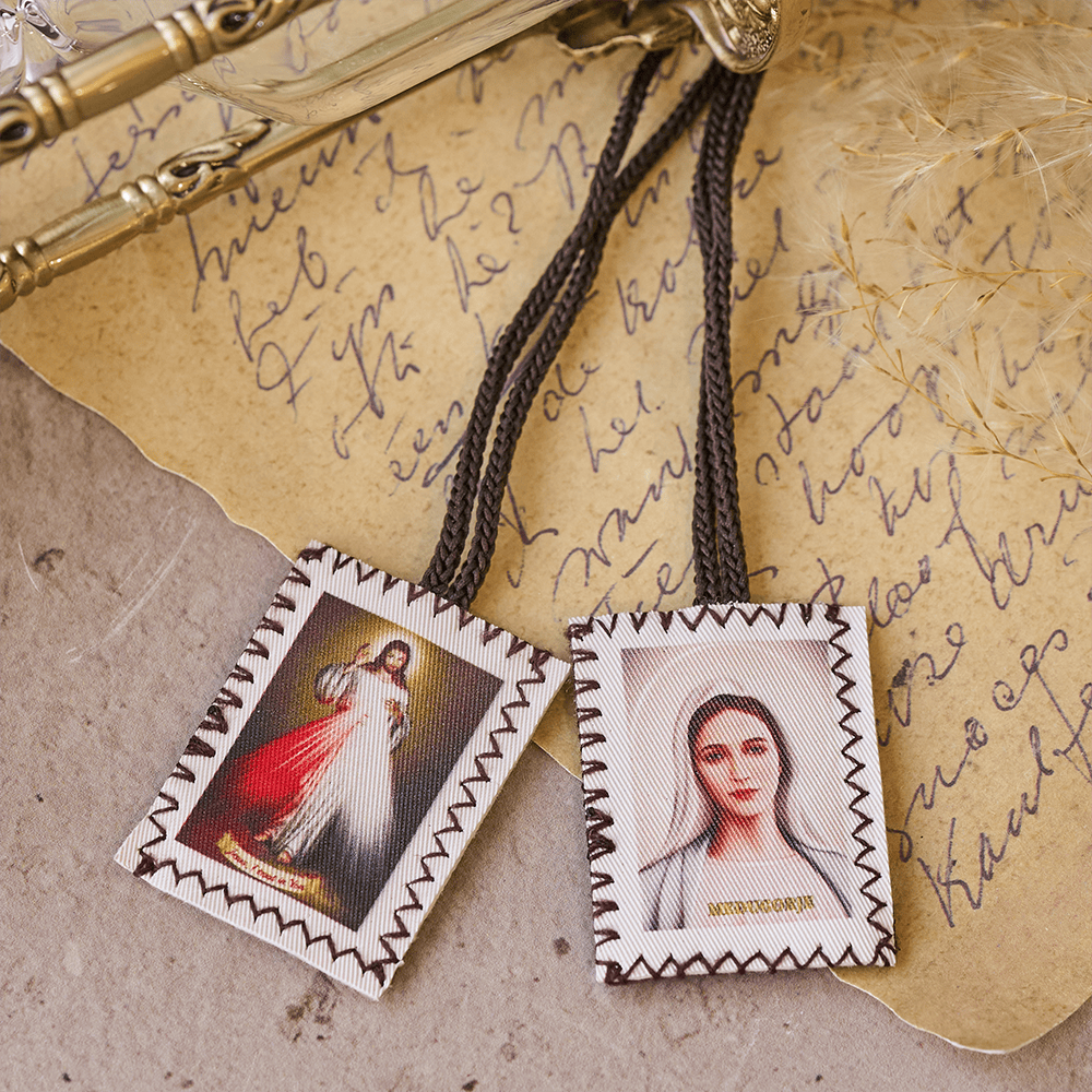 Christianartworkshop Double Sided Sacred Heart and Virgin Mary Scapular: A Dual Devotion to Jesus and Mary - image 1