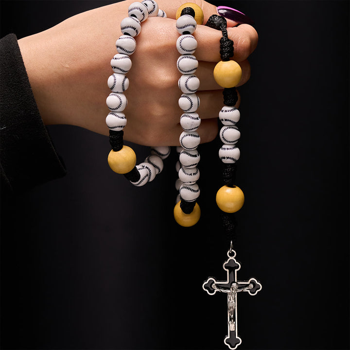 Hand-Woven Baseball Beads Sports Prayer Rosary - image 1