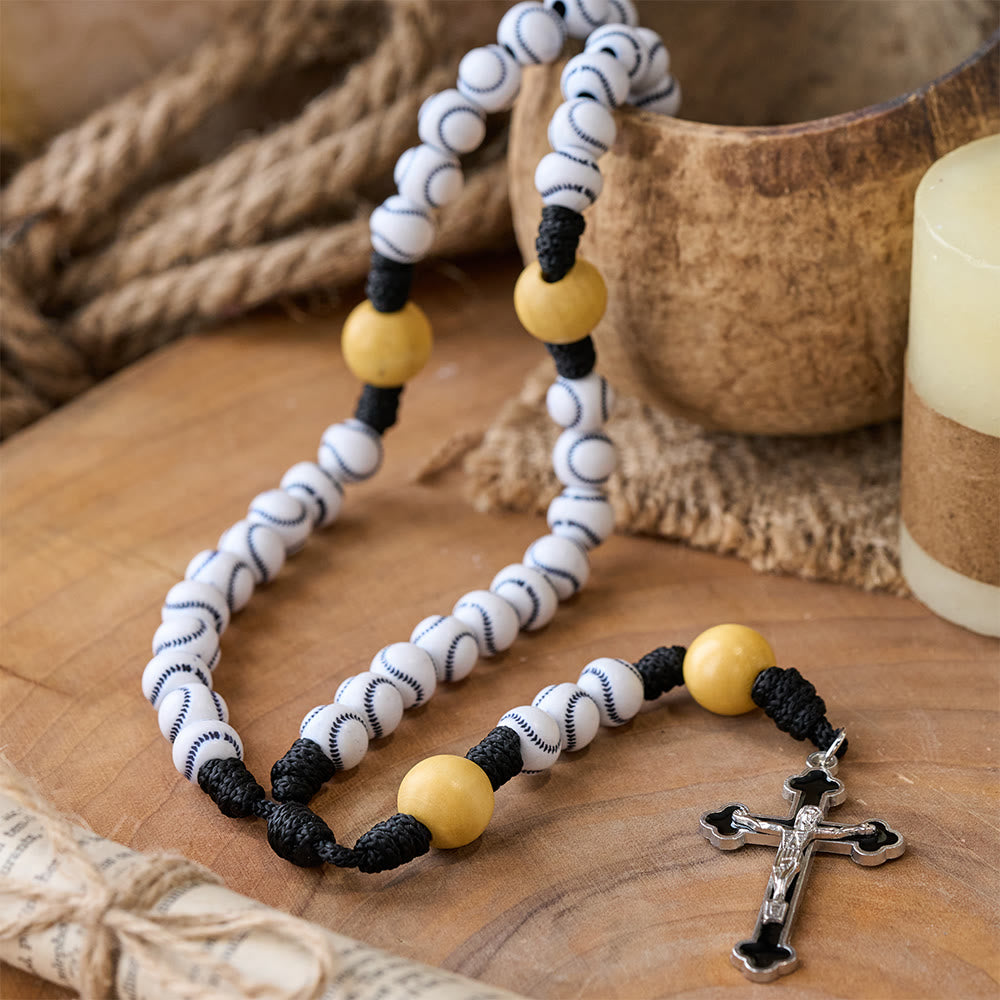 Hand-Woven Baseball Beads Sports Prayer Rosary - image 3