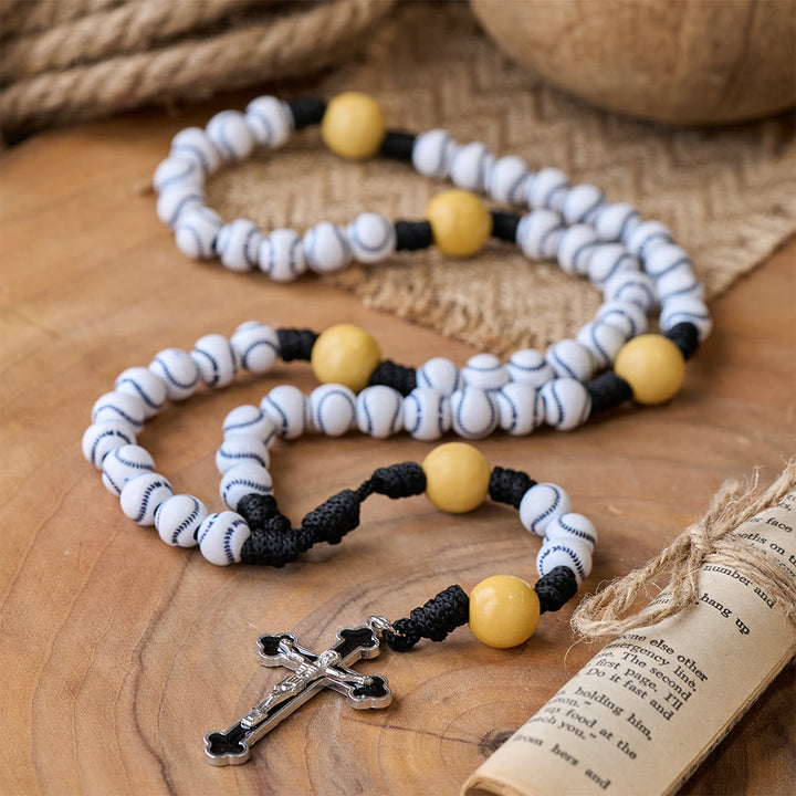 Hand-Woven Baseball Beads Sports Prayer Rosary - Baseball Beads - image 0